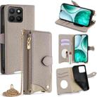 For Honor X8c 4G Global Crossbody Chain Fishtail Litchi Leather Phone Case(Grey) - 1