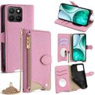 For Honor X8c 4G Global Crossbody Chain Fishtail Litchi Leather Phone Case(Pink) - 1
