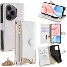 For Honor 400 Pro Global 160.8mm Crossbody Chain Fishtail Litchi Leather Phone Case(White) - 1