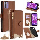 For Nokia G42 / G310 Crossbody Chain Fishtail Litchi Leather Phone Case(Brown) - 1