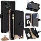 For Sharp Aquos wish4 Crossbody Chain Fishtail Litchi Leather Phone Case(Black) - 1