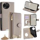 For Sharp Aquos R10 Crossbody Chain Fishtail Litchi Leather Phone Case(Grey) - 1