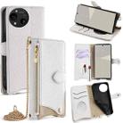 For Sharp Aquos R10 Crossbody Chain Fishtail Litchi Leather Phone Case(White) - 1
