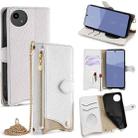 For Sharp Aquos wish5 Crossbody Chain Fishtail Litchi Leather Phone Case(White) - 1