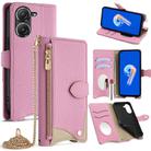For Asus Zenfone 9 / Zenfone 10 Crossbody Chain Fishtail Litchi Leather Phone Case(Pink) - 1