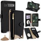 For Google Pixel 6 Pro Crossbody Chain Fishtail Litchi Leather Phone Case(Black) - 1