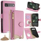 For Google Pixel 6 Pro Crossbody Chain Fishtail Litchi Leather Phone Case(Pink) - 1