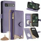 For Google Pixel 6 Pro Crossbody Chain Fishtail Litchi Leather Phone Case(Purple) - 1