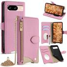 For Google Pixel 8 Crossbody Chain Fishtail Litchi Leather Phone Case(Pink) - 1