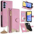 For Samsung Galaxy A15 Crossbody Chain Fishtail Litchi Leather Phone Case(Pink) - 1