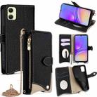 For Samsung Galaxy A05 4G Crossbody Chain Fishtail Litchi Leather Phone Case(Black) - 1