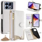 For Infinix Note 40 5G Crossbody Chain Fishtail Litchi Leather Phone Case(White) - 1
