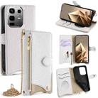 For Infinix Note 50 4G Crossbody Chain Fishtail Litchi Leather Phone Case(White) - 1