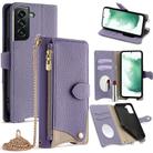 For Samsung Galaxy S22+ 5G Crossbody Chain Fishtail Litchi Leather Phone Case(Purple) - 1