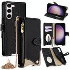 For Samsung Galaxy S23 5G Crossbody Chain Fishtail Litchi Leather Phone Case(Black) - 1