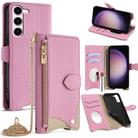 For Samsung Galaxy S23 5G Crossbody Chain Fishtail Litchi Leather Phone Case(Pink) - 1