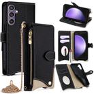 For Samsung Galaxy S23 FE 5G Crossbody Chain Fishtail Litchi Leather Phone Case(Black) - 1