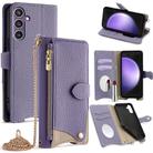 For Samsung Galaxy S23 FE 5G Crossbody Chain Fishtail Litchi Leather Phone Case(Purple) - 1
