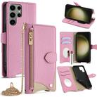 For Samsung Galaxy S23 Ultra 5G Crossbody Chain Fishtail Litchi Leather Phone Case(Pink) - 1