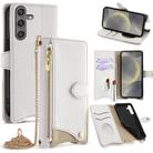 For Samsung Galaxy S24 5G Crossbody Chain Fishtail Litchi Leather Phone Case(White) - 1