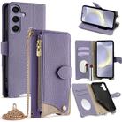 For Samsung Galaxy S24+ 5G Crossbody Chain Fishtail Litchi Leather Phone Case(Purple) - 1