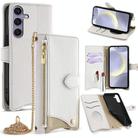 For Samsung Galaxy S24+ 5G Crossbody Chain Fishtail Litchi Leather Phone Case(White) - 1