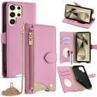 For Samsung Galaxy S24 Ultra 5G Crossbody Chain Fishtail Litchi Leather Phone Case(Pink) - 1