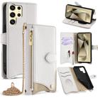 For Samsung Galaxy S24 Ultra 5G Crossbody Chain Fishtail Litchi Leather Phone Case(White) - 1