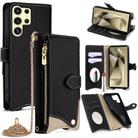 For Samsung Galaxy S25 Ultra 5G Crossbody Chain Fishtail Litchi Leather Phone Case(Black) - 1