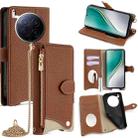 For Tecno Camon 40 Premier Crossbody Chain Fishtail Litchi Leather Phone Case(Brown) - 1