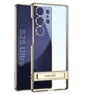 For Samsung Galaxy S25 Ultra 5G GKK Triumph Phantom Clear Full Coverage Phone Case with Holder(Gold) - 1