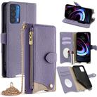 For Motorola Edge 2021 Crossbody Chain Fishtail Litchi Leather Phone Case(Purple) - 1