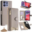 For Motorola Edge 50 Pro Crossbody Chain Fishtail Litchi Leather Phone Case(Grey) - 1