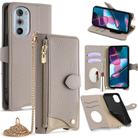 For Motorola Edge+ 2022 / Edge 30 Pro Crossbody Chain Fishtail Litchi Leather Phone Case(Grey) - 1