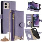 For Motorola Moto G Stylus 5G 2023 Crossbody Chain Fishtail Litchi Leather Phone Case(Purple) - 1