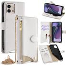 For Motorola Moto G Stylus 5G 2023 Crossbody Chain Fishtail Litchi Leather Phone Case(White) - 1