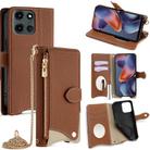 For Motorola Moto G 2025 Crossbody Chain Fishtail Litchi Leather Phone Case(Brown) - 1