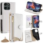 For Motorola Moto G 2025 Crossbody Chain Fishtail Litchi Leather Phone Case(White) - 1