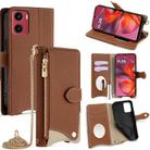For Motorola Moto G05 Crossbody Chain Fishtail Litchi Leather Phone Case(Brown) - 1