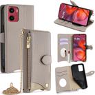 For Motorola Moto G05 Crossbody Chain Fishtail Litchi Leather Phone Case(Grey) - 1