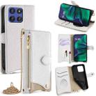 For Motorola Moto G Stylus 5G 2025 Crossbody Chain Fishtail Litchi Leather Phone Case(White) - 1