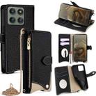 For Motorola Edge 60 Pro Crossbody Chain Fishtail Litchi Leather Phone Case(Black) - 1