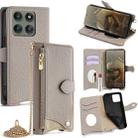 For Motorola Edge 60 Pro Crossbody Chain Fishtail Litchi Leather Phone Case(Grey) - 1