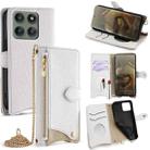For Motorola Edge 60 Pro Crossbody Chain Fishtail Litchi Leather Phone Case(White) - 1