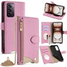For OPPO Reno12 Global Crossbody Chain Fishtail Litchi Leather Phone Case(Pink) - 1