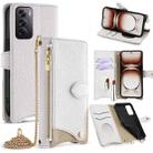 For OPPO Reno12 Global Crossbody Chain Fishtail Litchi Leather Phone Case(White) - 1