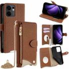 For OPPO Reno13 F 4G / 5G Crossbody Chain Fishtail Litchi Leather Phone Case(Brown) - 1
