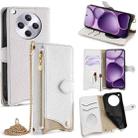 For OPPO Find X8s+ Crossbody Chain Fishtail Litchi Leather Phone Case(White) - 1