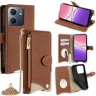 For OPPO A5x 5G / A3 4G / 5G / A3x 4G / 5G Crossbody Chain Fishtail Litchi Leather Phone Case(Brown) - 1