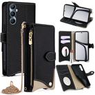 For Realme C65 Crossbody Chain Fishtail Litchi Leather Phone Case(Black) - 1